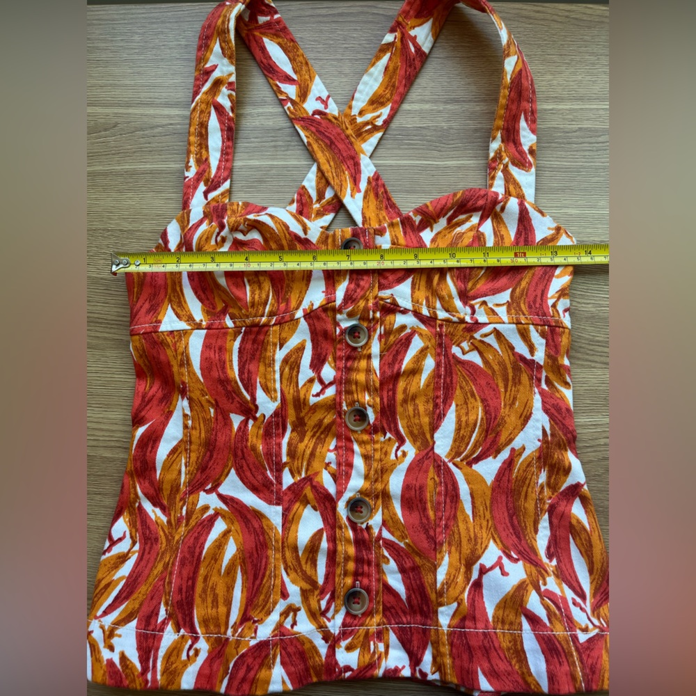 Maeve Shirt Womens Banana Print Cross Back Tank Cami Size 00 Boho Tropical - Picture 9 of 10